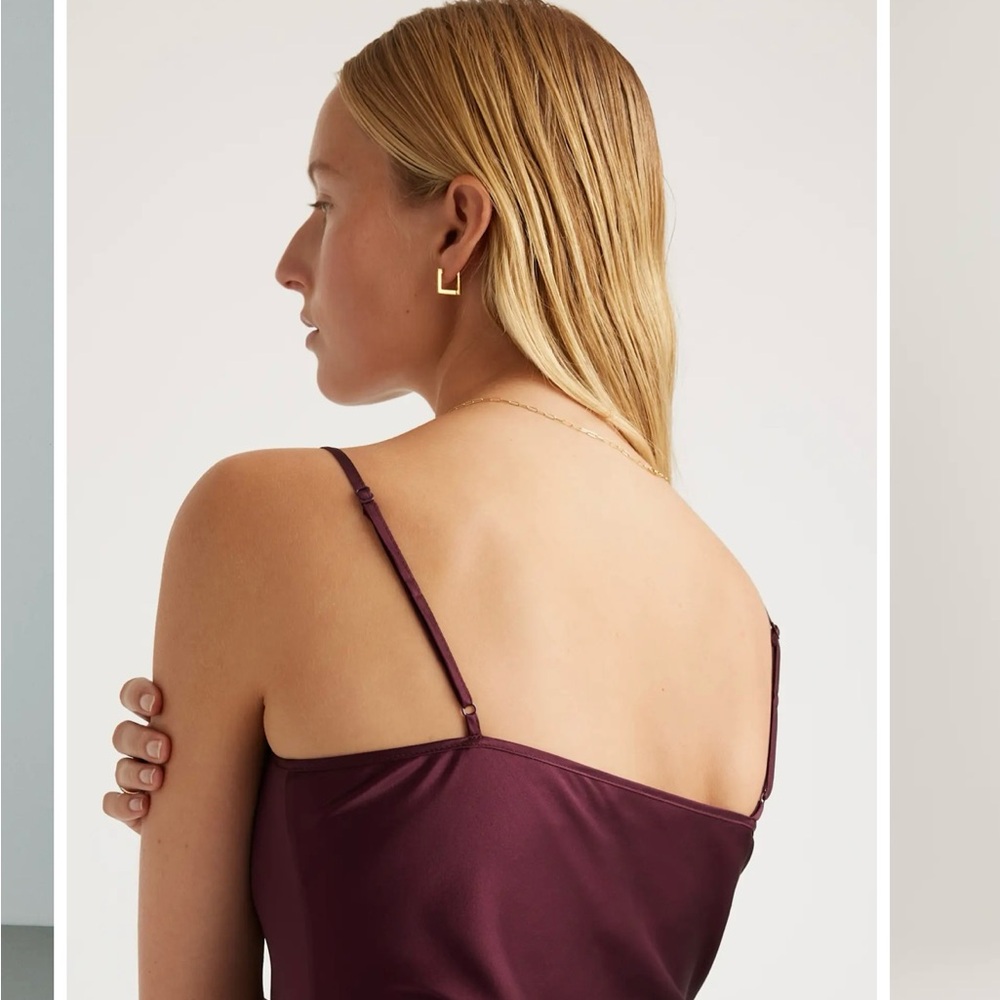 Quince Burgundy Silk Slip Dress - Picture 3 of 10